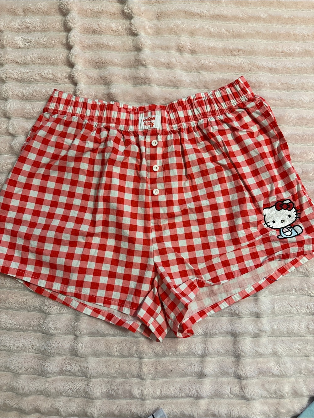 Sanrio Hello Kitty Red and White Gingham Pajama Shorts